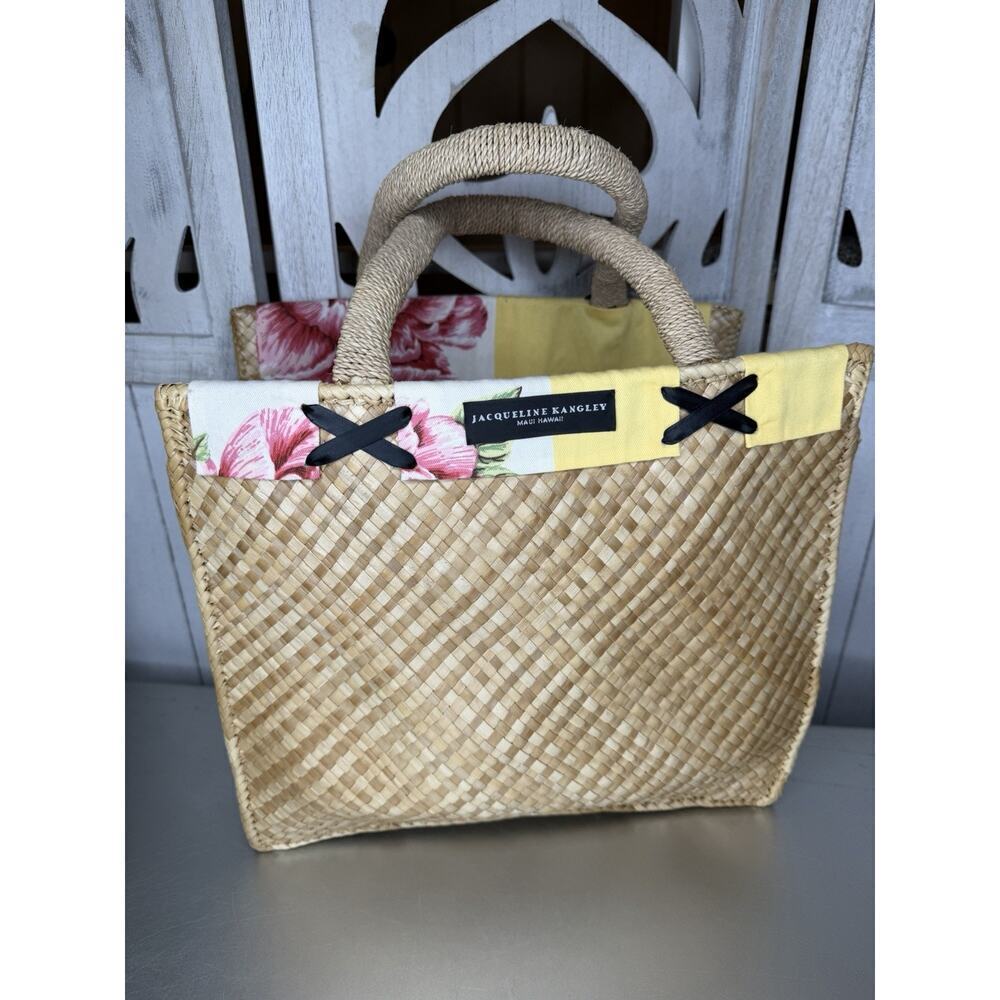 Jaqueline Kangley Maui Hawaii Straw Tote Large XL Floral Interior Carry All